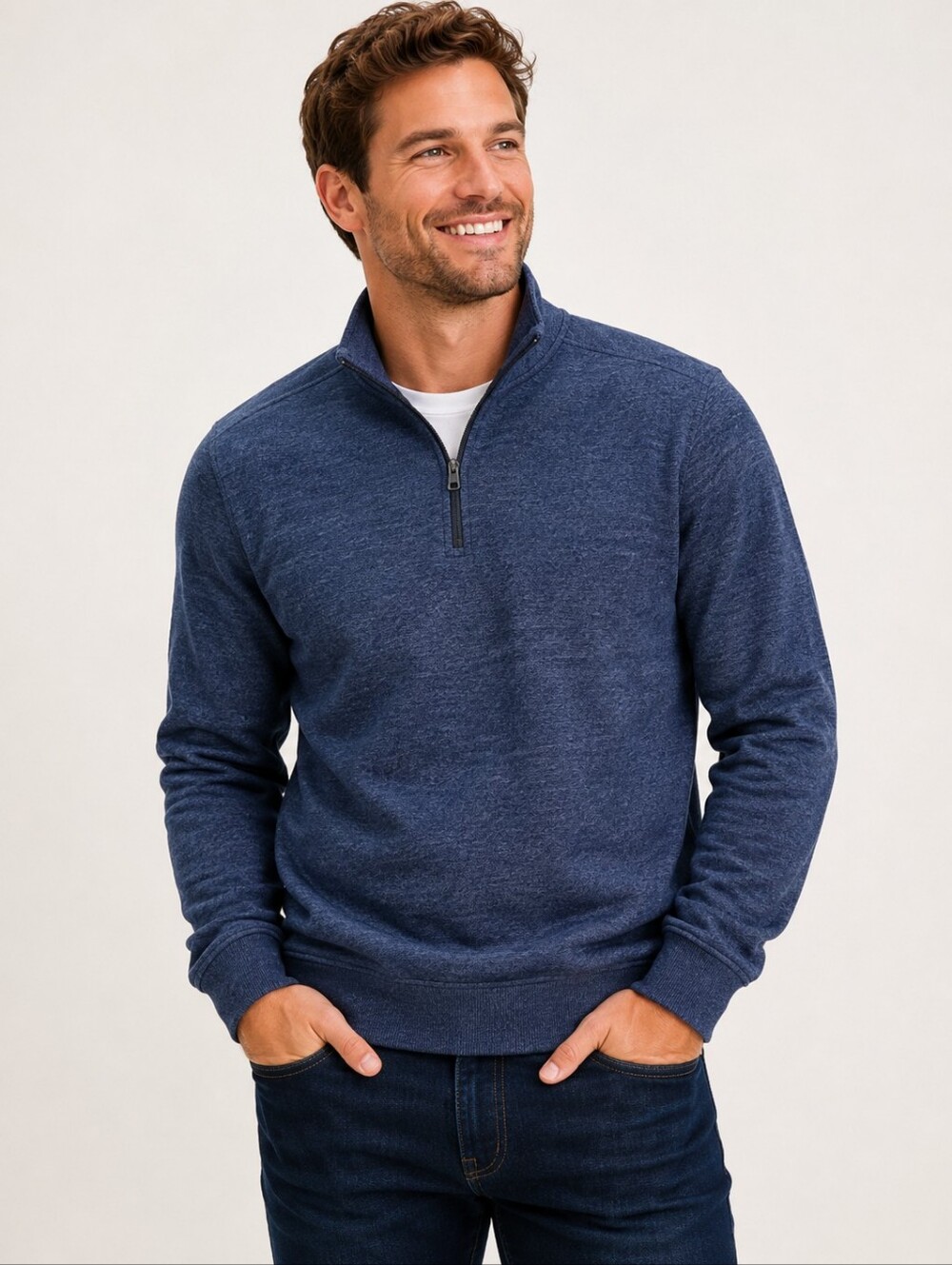 NWT Dockers Men's Large Blue Quarter-Zip Athleisure Sweater Shirt Retails $60